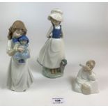 3 Nao figures- girl in hat, girl with doll, angel boy