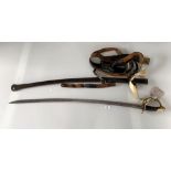 Original U.S. Civil War sabre, P.D.L. manufacture, 1860’s + with reproduction sabre belt. Total
