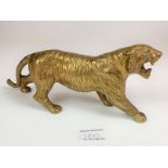 Brass tiger figure- tail to front paw 9”, height 4”