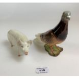 Beswick pigeon 7” long and Beswick ‘Champion Boy’ pig 7” long