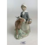 Lladro figure of girl and goat, 8” high.
