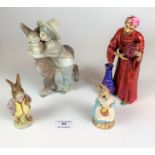 Lladro figure of boy with donkey, Staffordshire figure ‘Pot Seller’, Beswick Beatrix Potter ‘Mrs.