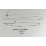 3 thin 9k gold necklaces and 1 9k gold bracelet, total w: 2.7 gms