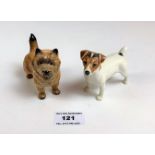 Beswick cairn terrier 3.5” long and Beswick Jack Russell (leg repaired) 3.5” long