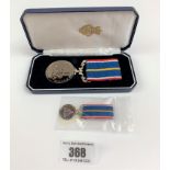 Boxed National Service medal 1939- 1960 with matching miniature medal