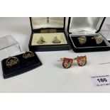 5 pairs of Masonic dress cufflinks and 9k gold Masonic tiepin