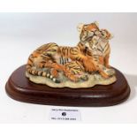 Border Fine Arts Bengal Tigress and Cubs on wooden plinth 7.25” x 5”. No damage