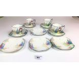 12pc Shelley RD 723404 cup and saucer set- 4 cups, 8 saucers