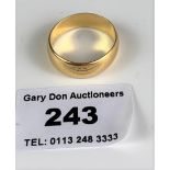 22k gold wedding band, size V, w: 7.4 gms