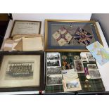 Military memorabilia for Cpl. Sedman Hall including framed embroidered Hindustan flags, framed