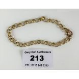 9k gold bracelet, length 7”. W: 6.2 gms