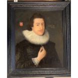 Oil painting unsigned, written on back ‘Sir Samuel Sleigh, 1603-1679, Sheriff of Derbyshire 1648’.