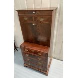 Mahogany secretaire on chest, 54” high, 20” deep, 24” wide