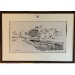 Etching of The Ship Hotel, Allonby circa 1900 signed J.J.Wilkinson. Image 15” x 8”, frame 20” x 13.