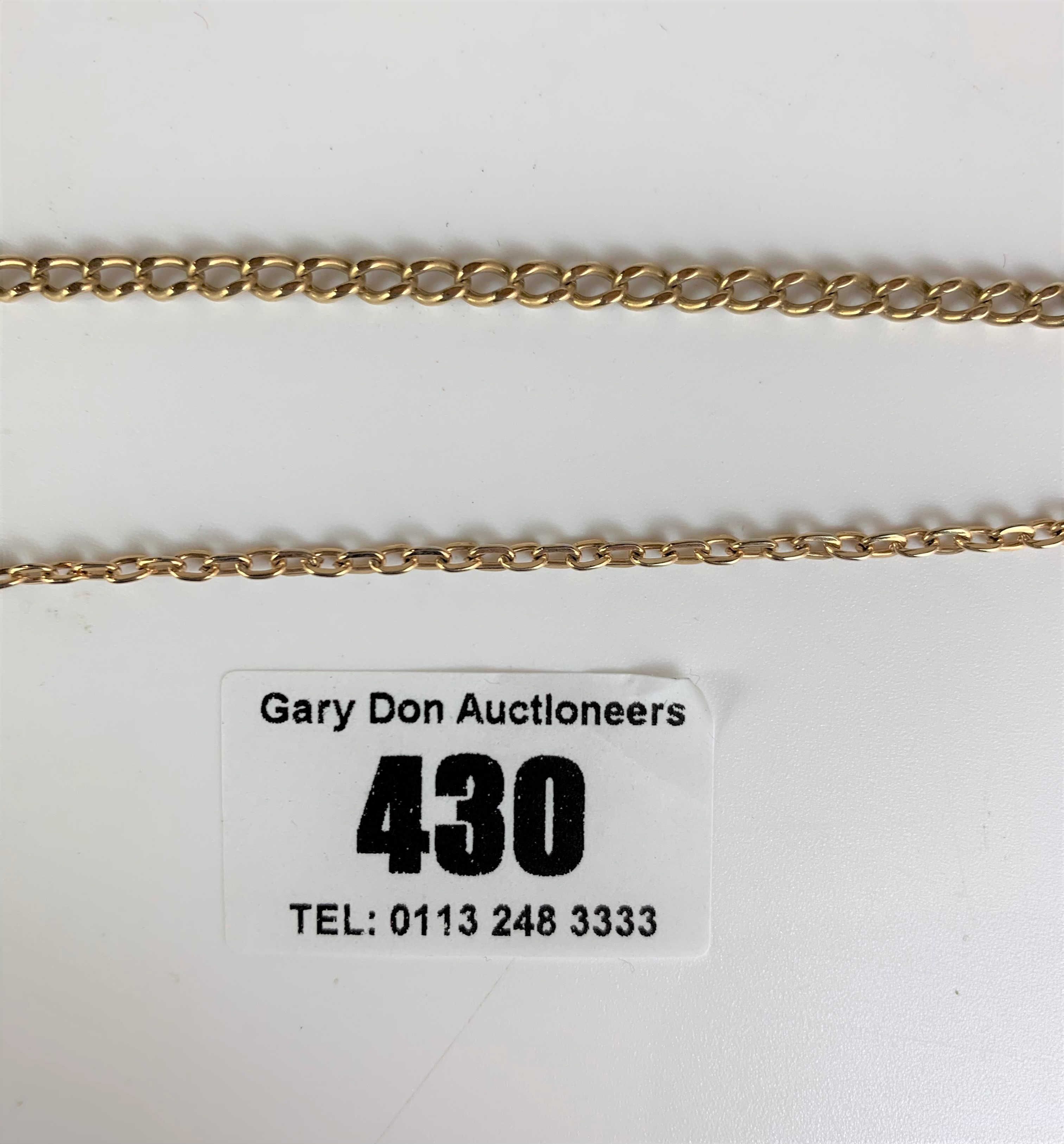 9k gold necklace (broken), length 21.5”, w: 11 gms and unmarked piece of chain 6” - Image 3 of 3