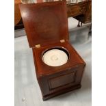 Mahogany commode with pot. 19” wide, 17” deep, 18” high