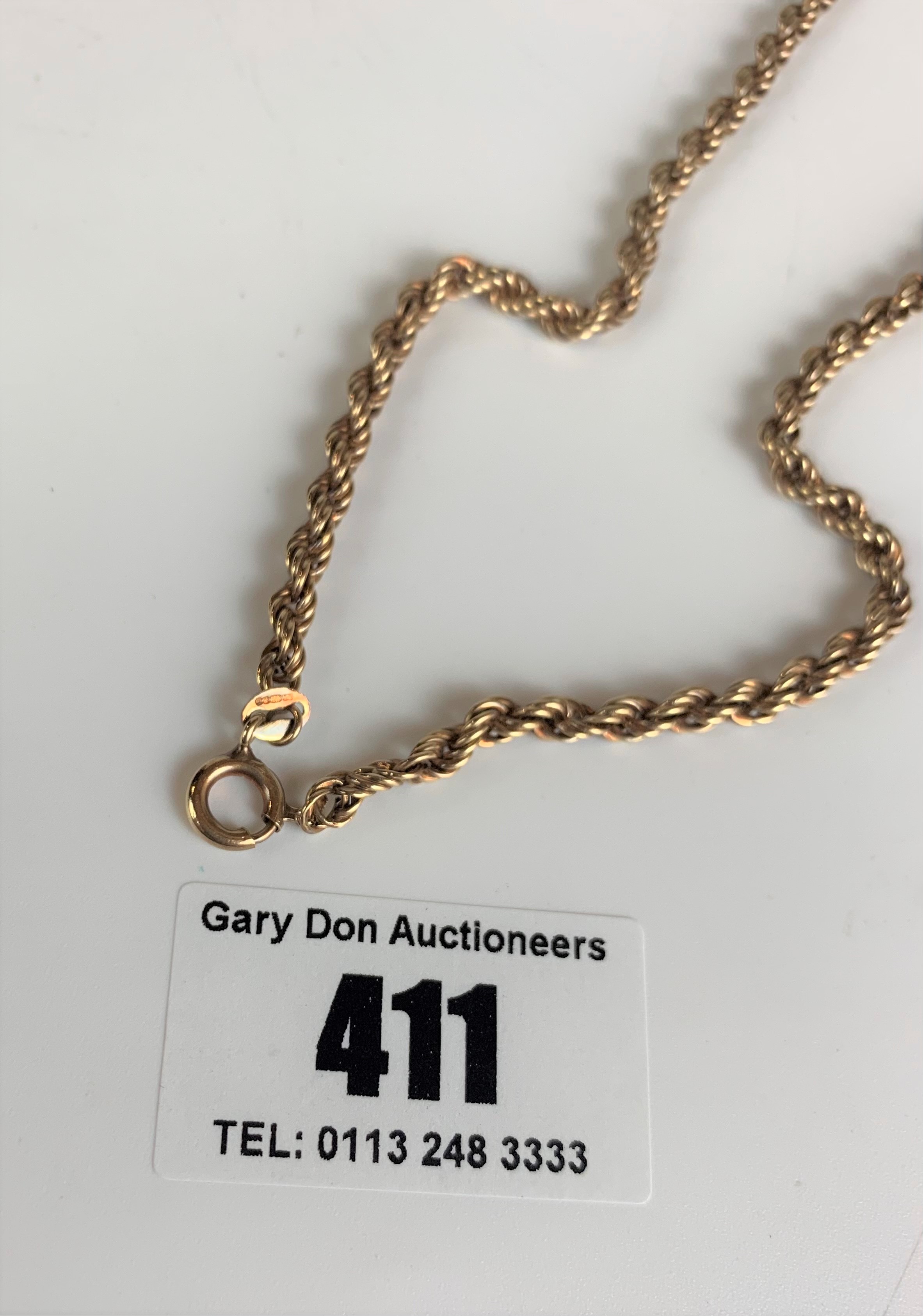 9k gold necklace, length 17”, w: 5 gms - Image 3 of 4