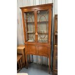 Satinwood china cabinet. 30” wide, 11” deep, 73” high