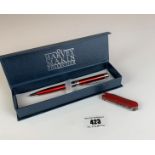 Boxed Harvey Makin ballpoint pen and Swiss army knife