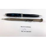 Rotary ballpoint pen and silver plated Wahl Eversharp pencil