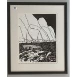 Bill Woodrow etching of fishermen, limited edition no. 90/300, signed in pencil 2003. Image 12” x