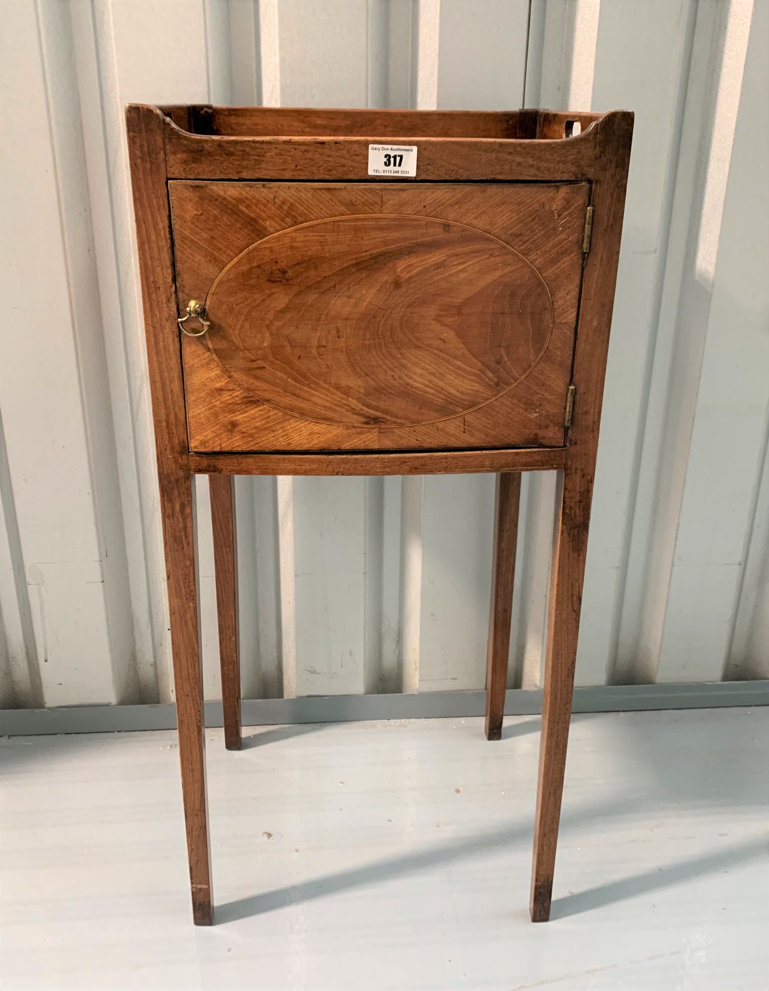 Mahogany pot cupboard/stand. 31” high, 14” wide, 12” deep