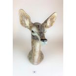 Large Lladro porcelain deer head signed by artist 30/5/1980, 17.5” high x 11” wide at ears. No