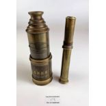 2 small brass telescopes, 1 marked Victorian Marine Telescope, London 1915, 6.5” long and 1