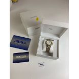 Boxed Seiko quartz gents watch with certificate and receipt, 2005.
