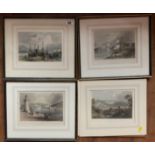 4 W.H. Bartlett prints, images 7.5” x 5”, frames 12.5” x 11”