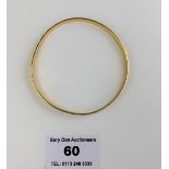 22k gold bangle, 9” circumference, w: 15.5 gms