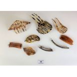 6 vintage hair clips and 3 vintage hair combs
