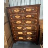 Inlaid chest of drawers, 6 heights. 58” high, 38” wide, 17” depth