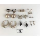 10 pairs of assorted silver earrings, total w: 2.3 ozt