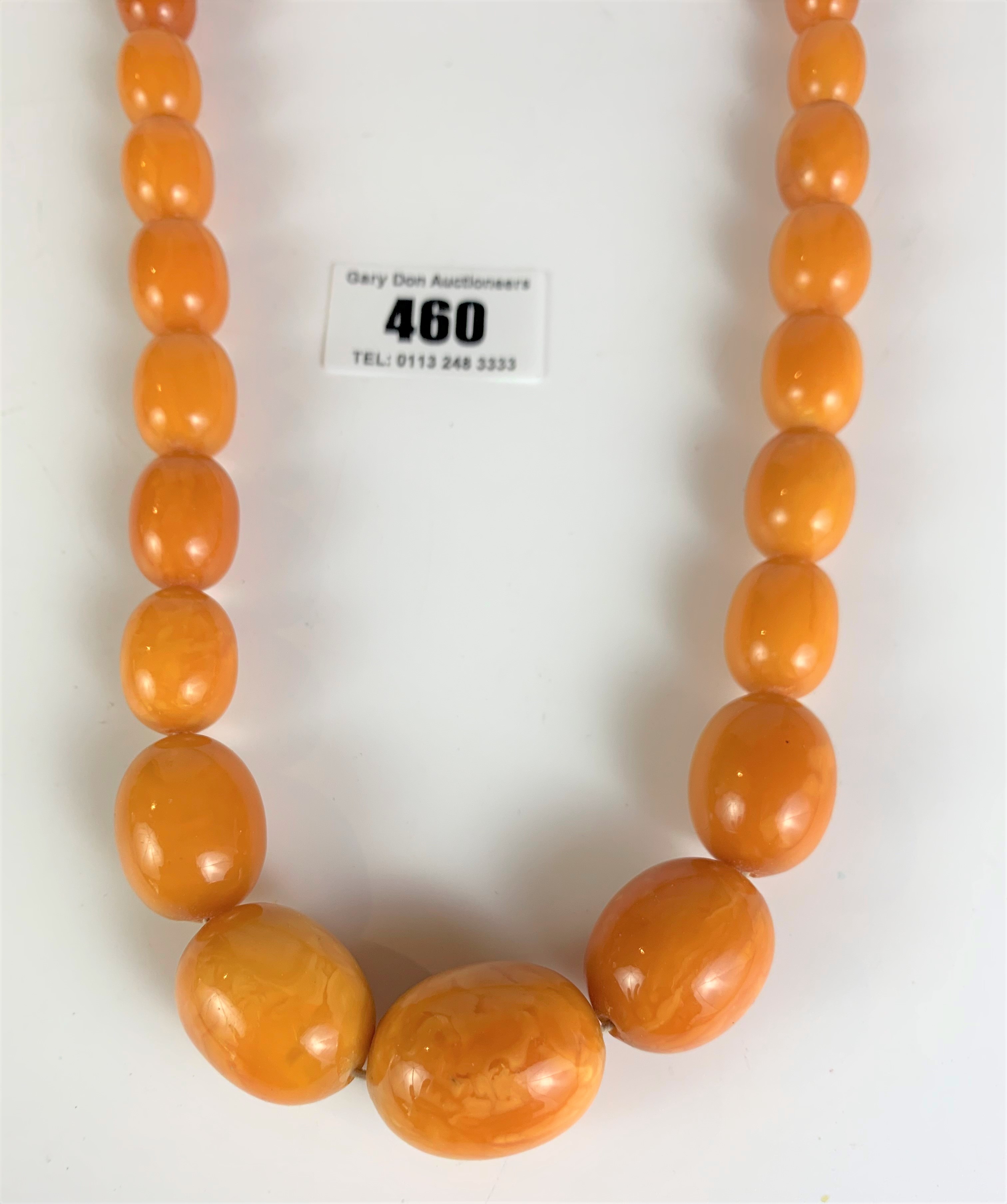 Amber necklace with 35 beads, w:89 gms - Image 3 of 8