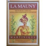 Advertising poster – La Mauny, Rhum Blanc Agricole, Martinique. Image 18” x 26”, frame 21.5” x 29.