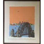 Paul Hogarth OBE RA, ‘Sydney Harbour’, original lithograph. Blind stamp and signed in pencil.