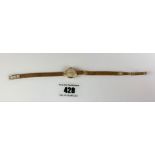 9k gold ladies Accurist watch with 9k gold bracelet, total w: 17.6 gms, not working