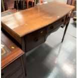 Bow fronted sideboard with centre drawer and 2 side deep drawers. 34” high, 47” wide, 20” deep