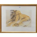 Elizabeth Frink lithograph ‘Recumbent Lion’, signed Frink ’68, image 20.5” x 13.5”, frame 29.5” x