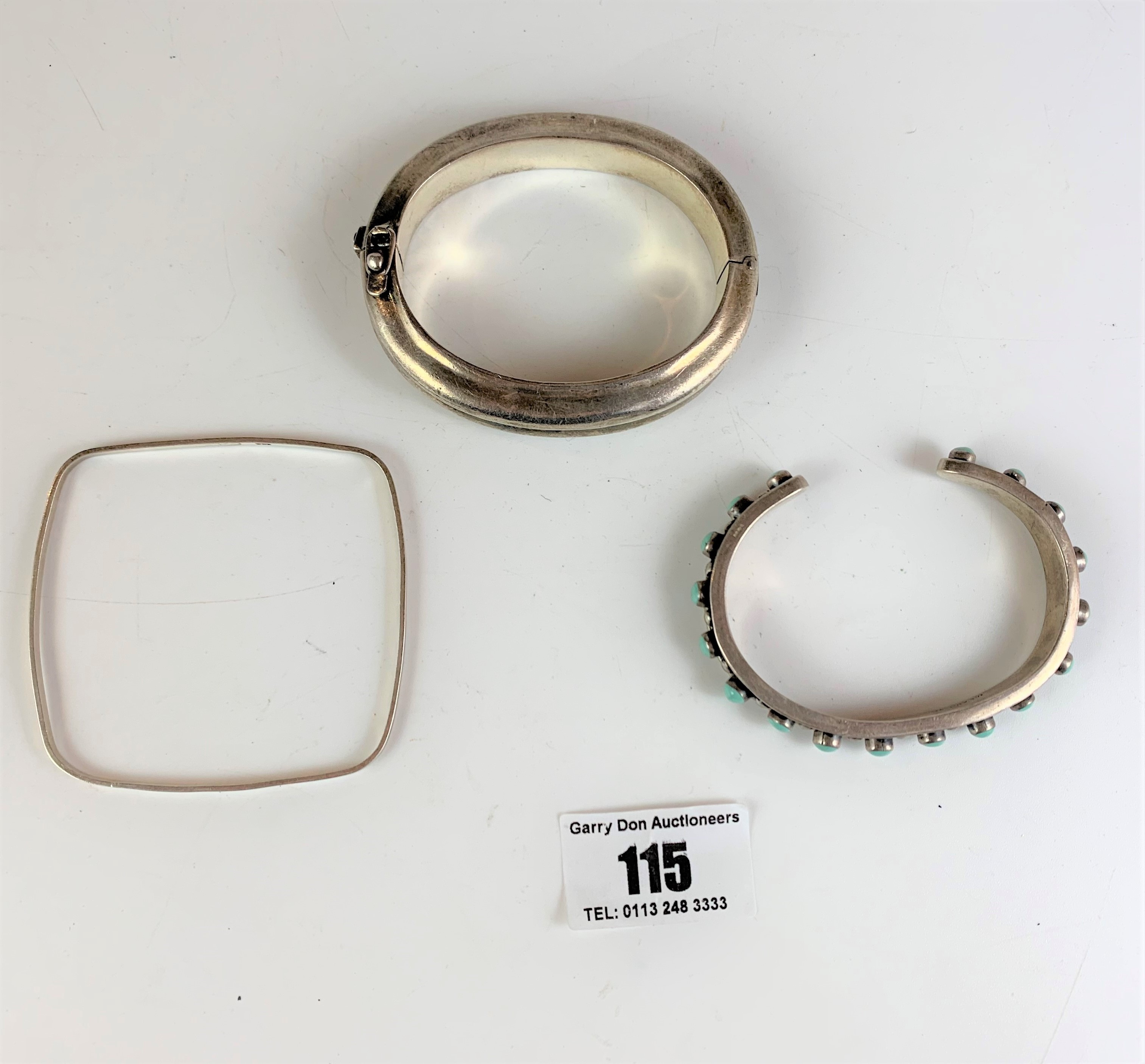 3 silver bangles, total w: 3.2 ozt - Image 2 of 7