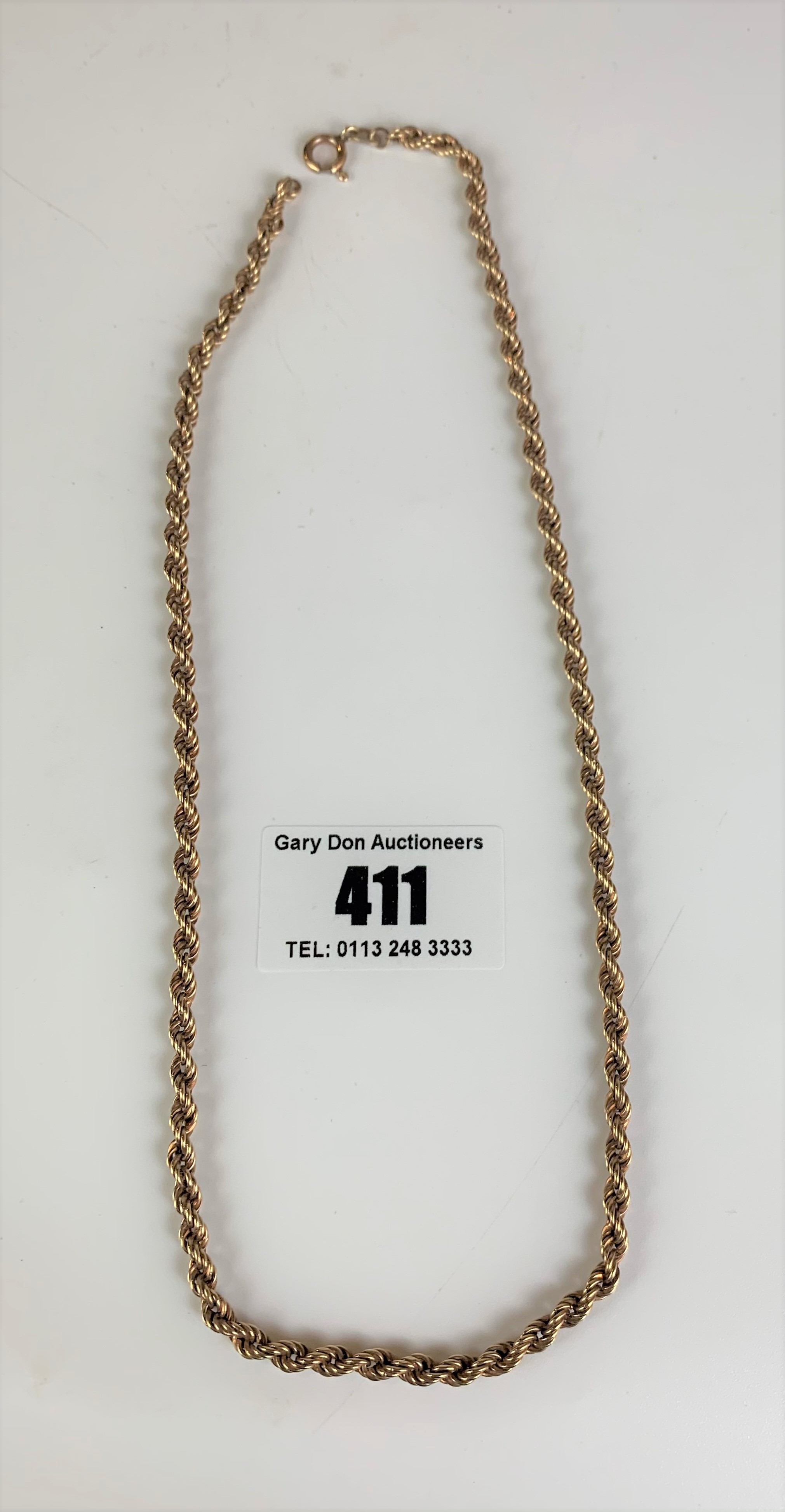 9k gold necklace, length 17”, w: 5 gms