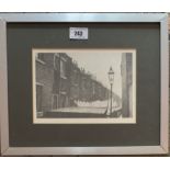 Stuart Walton print, terrace houses. Image 7.25” x 5”, frame 12.5” x 10.5”