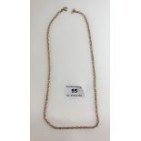 9k gold necklace, length 21”, w: 10.4 gms