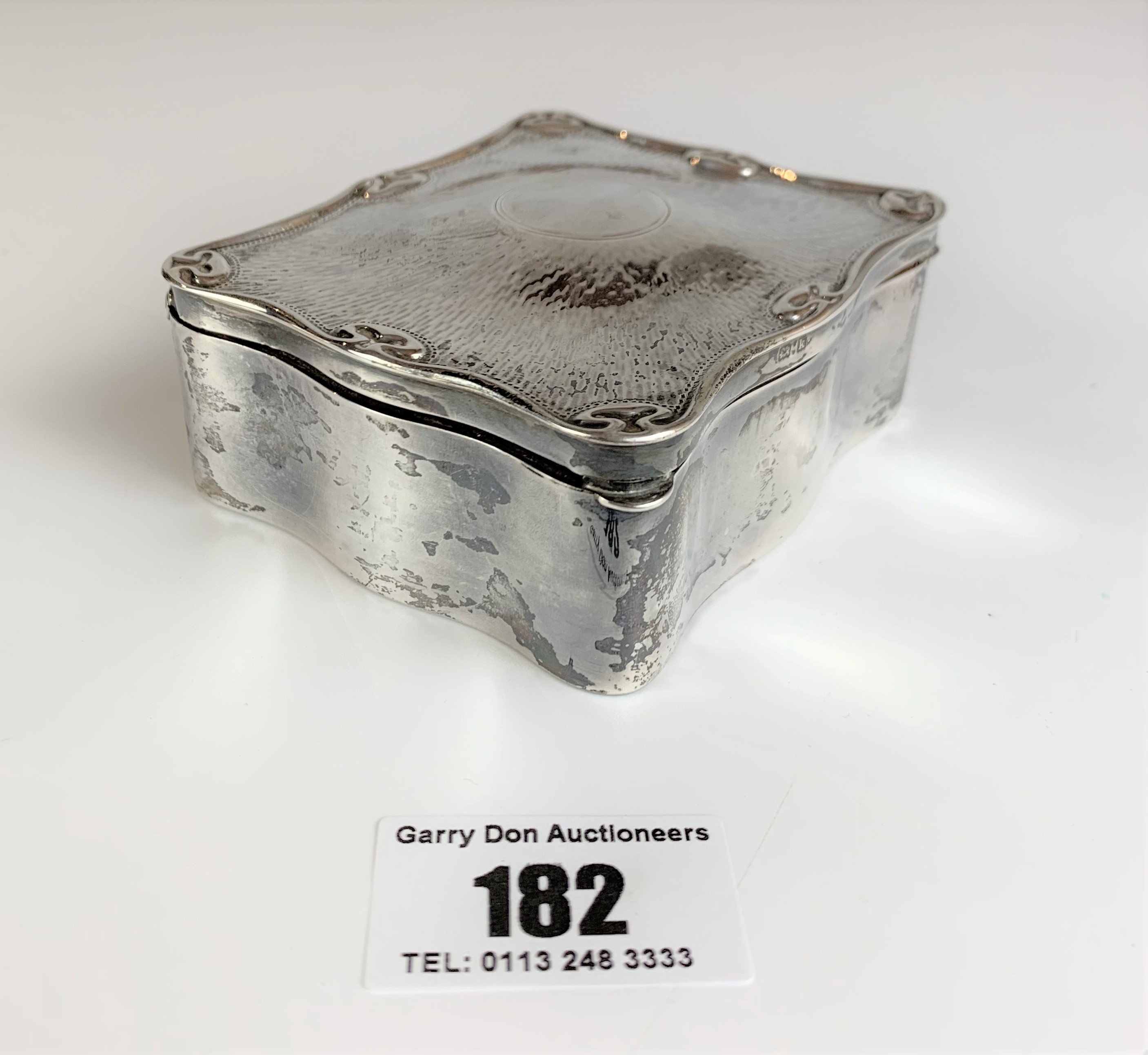 Silver jewellery box, Birmingham 1909, 3.5” x 3”, total weight inc. Padded interior 6.1ozt