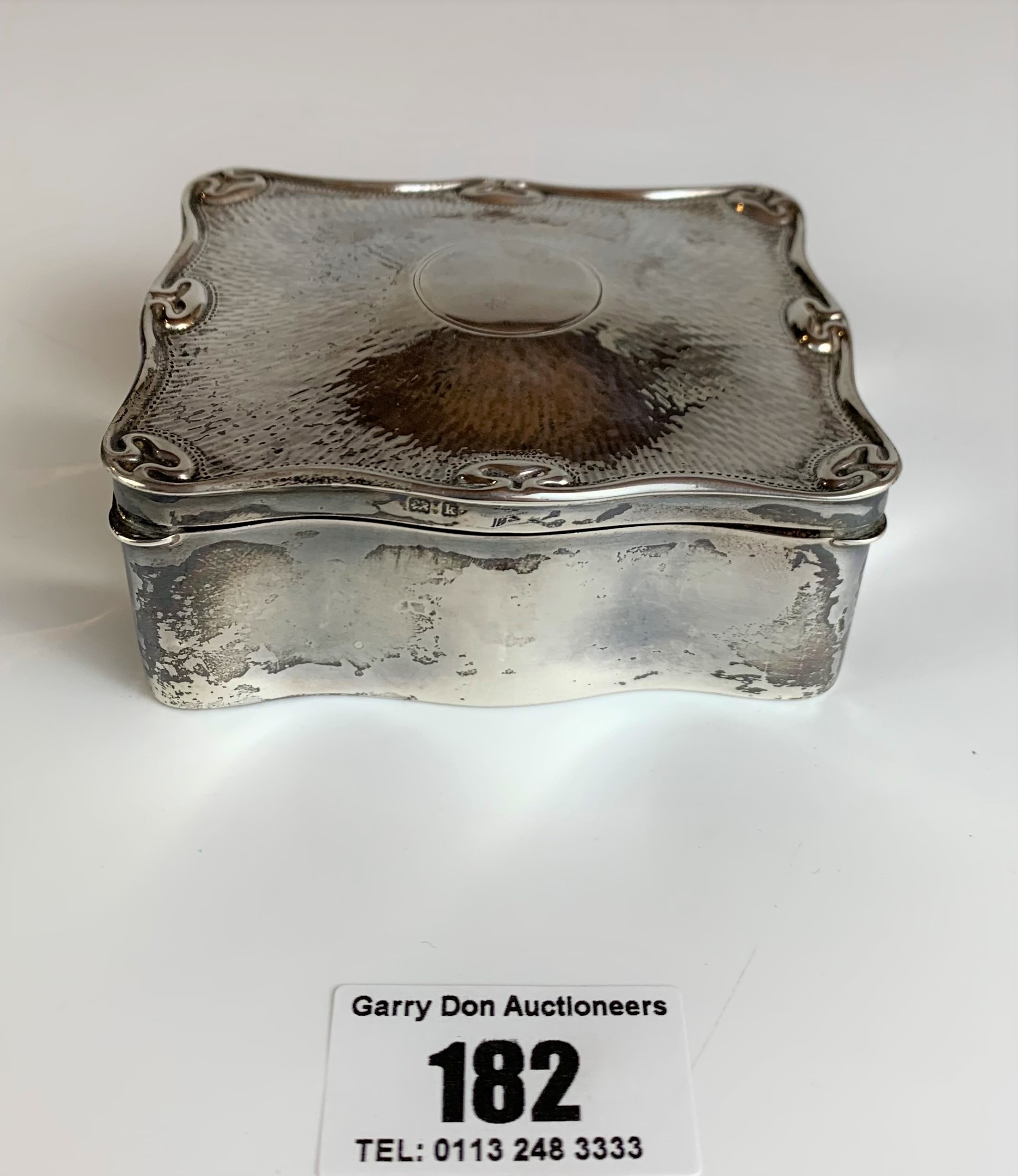 Silver jewellery box, Birmingham 1909, 3.5” x 3”, total weight inc. Padded interior 6.1ozt - Image 2 of 6