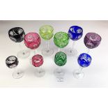 10 assorted sized Bohemian style coloured glasses (no damage)