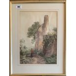 Watercolour of house by A. Fletcher, image 9” x 12”, frame 13” x 17”. Good condition