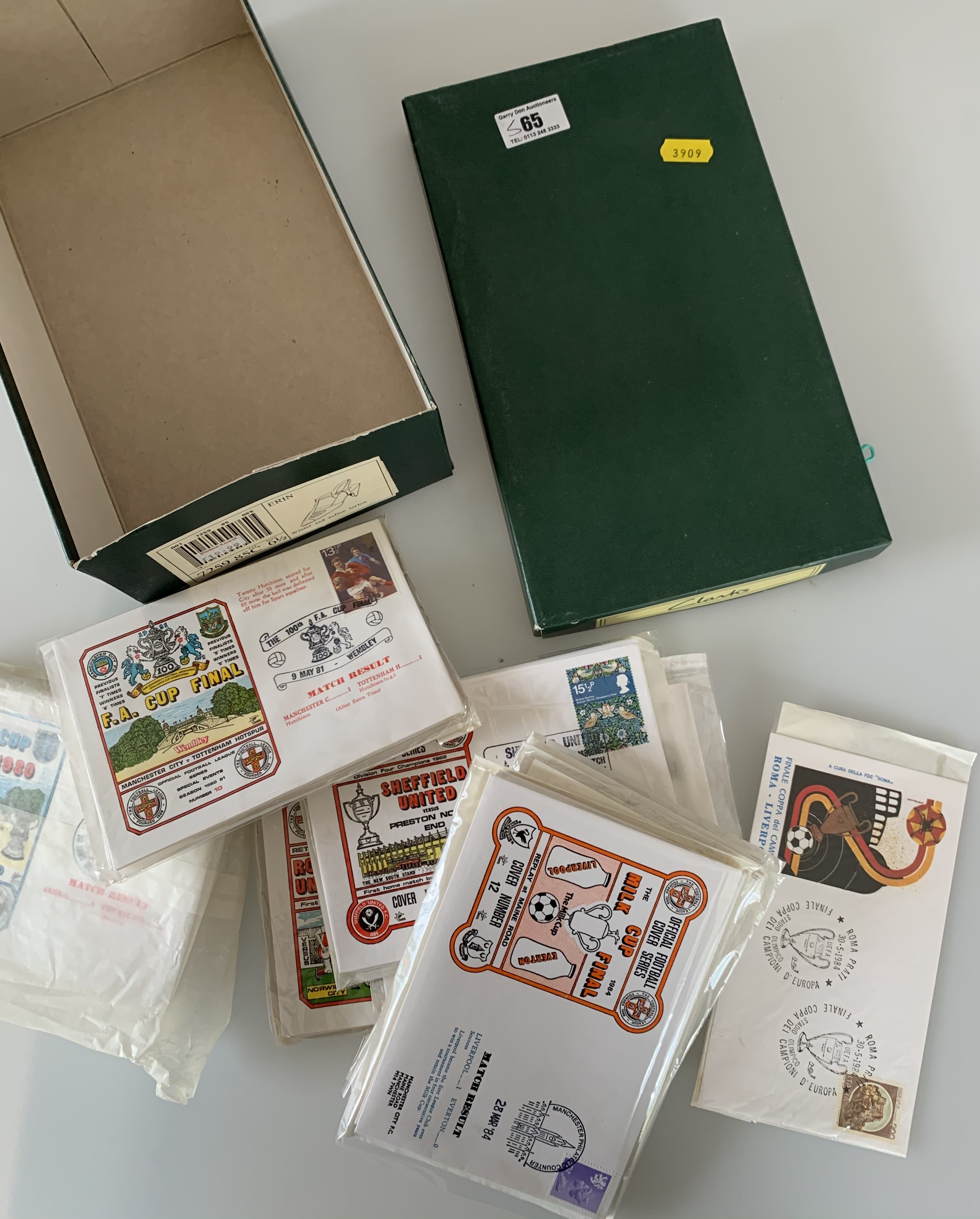 Shoebox of football First Day Covers