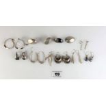 10 pairs of assorted silver earrings, total w: 1.6 ozt